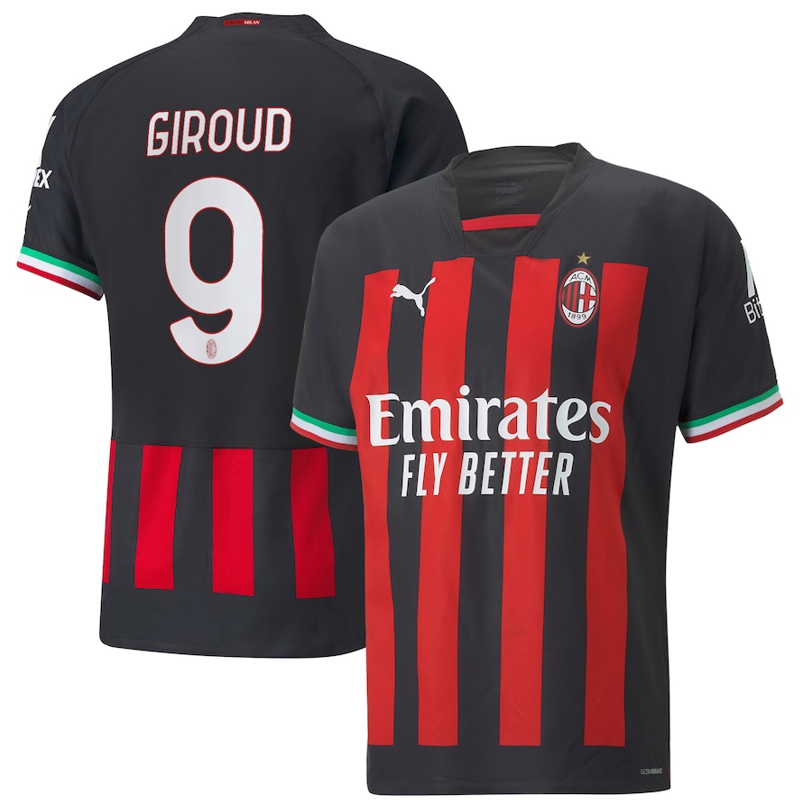 AC Milan Home Authentic Shirt 2022-23 with Giroud 9 printing