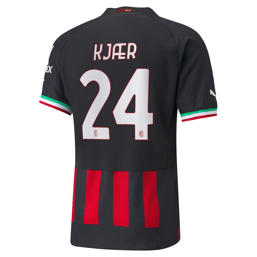 AC Milan Home Authentic Shirt 2022-23 with Kjær 24 printing