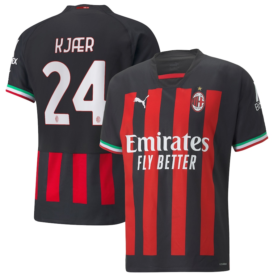 AC Milan Home Authentic Shirt 2022-23 with Kjær 24 printing