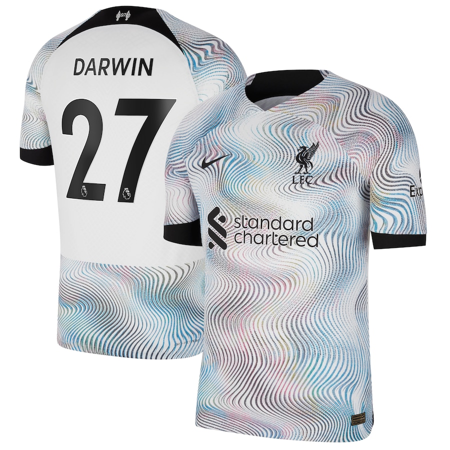 Liverpool Away Vapor Match Shirt 2022-23 with Darwin 27 printing