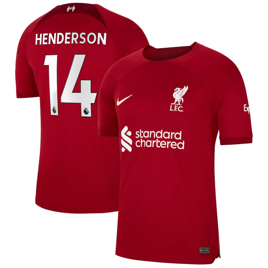 Liverpool Home Stadium Shirt 2022-23 with Henderson 14 printing