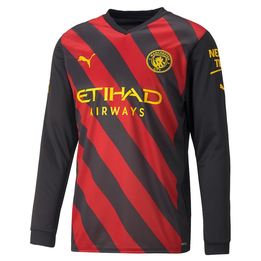 Manchester City Away Shirt 2022-23 - Long Sleeve with De Bruyne 17 printing