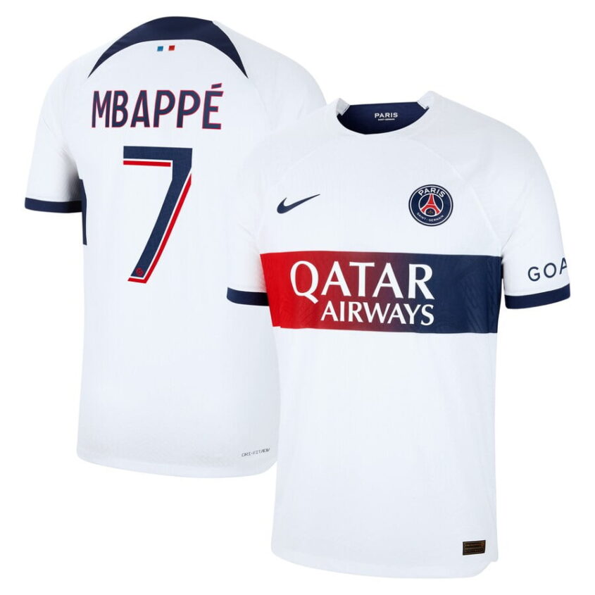 Paris Saint-Germain Away Dri Fit Adv Match Shirt 2023-24 with Mbappé 7 ...