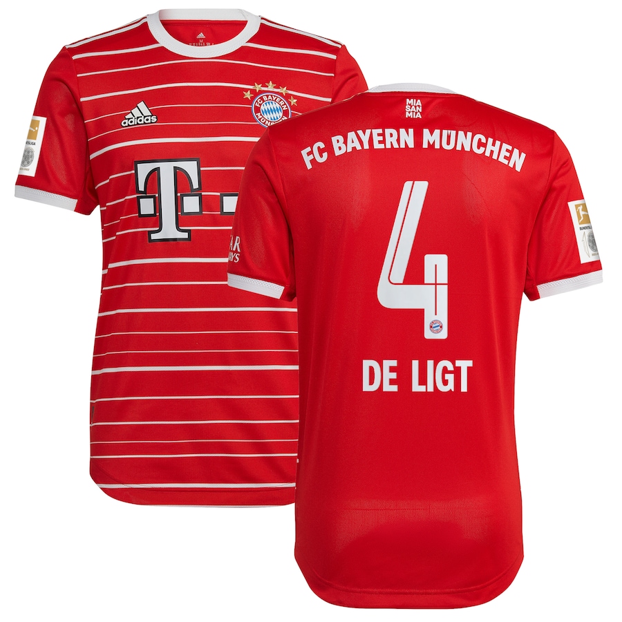 FC Bayern Home Authentic Shirt 2022-23 with De Ligt 4 printing