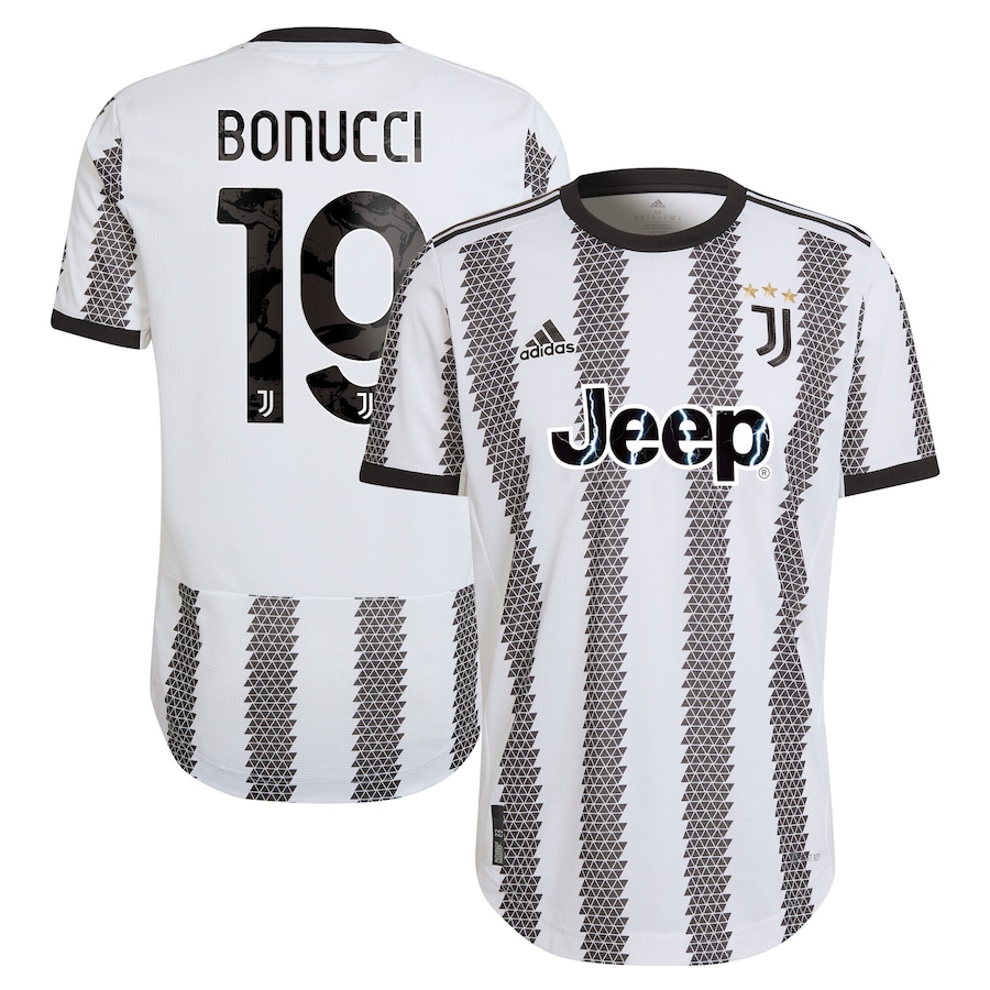 Juventus Home Authentic Shirt 2022-23 with Bonucci 19 printing