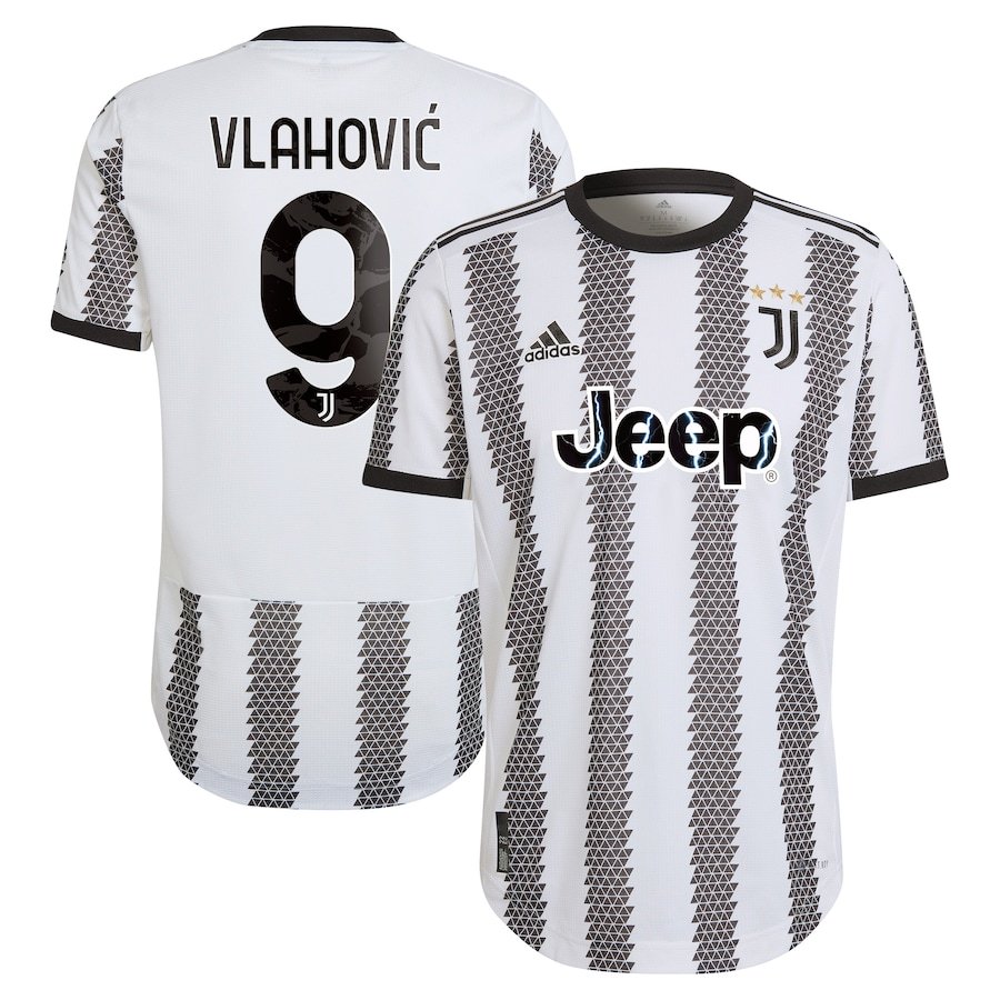 Juventus Home Authentic Shirt 2022-23 with Vlahovic 9 printing