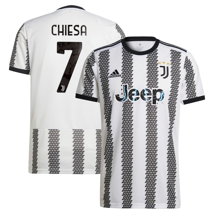 Juventus Home Shirt 2022-23 with Chiesa 7 printing