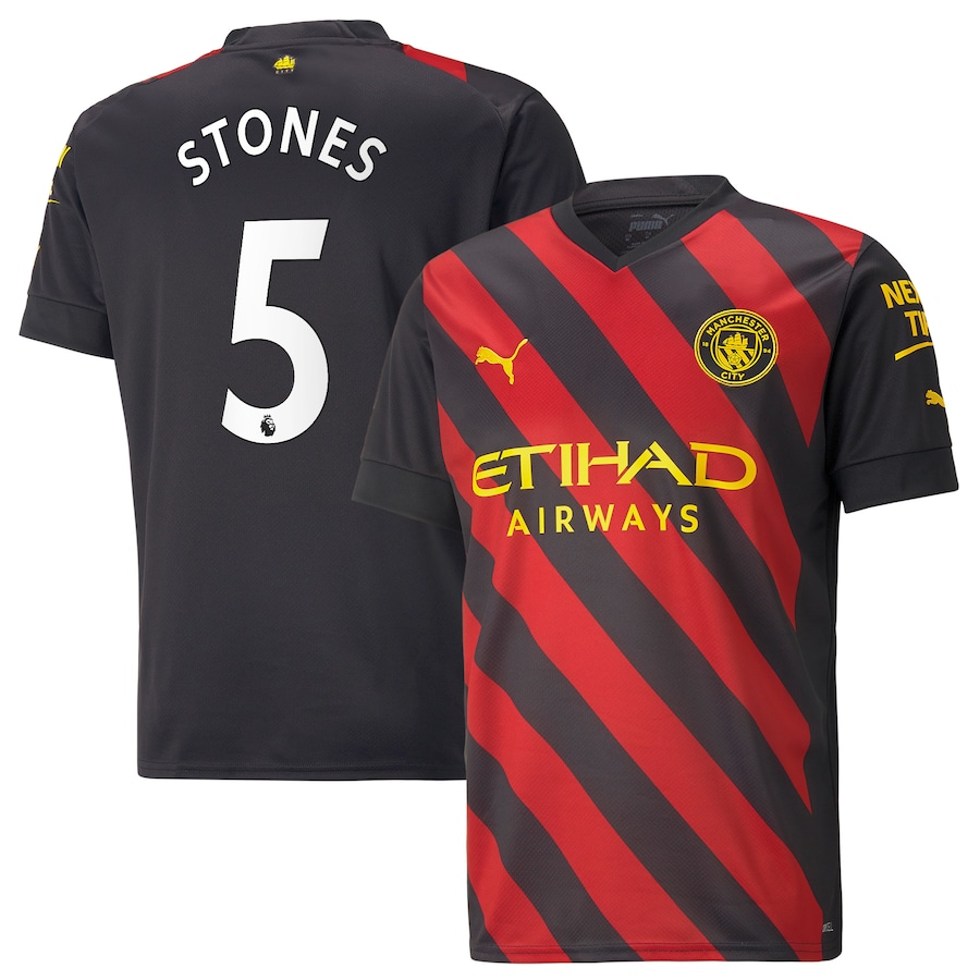 Manchester City Away Shirt 2022-23 with Stones 5 printing